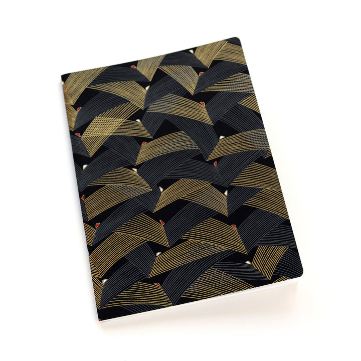 Carnet Papier Japonais - Épines de Pin - Or, Gris Foncé et Noir - M939