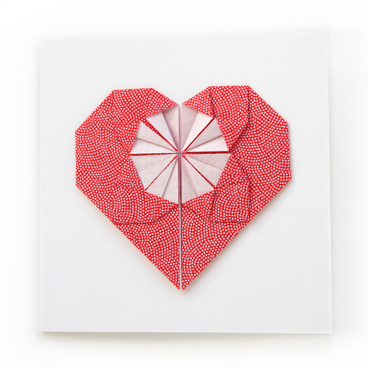 Carte - Coeur en Origami - Samekomon - Rouge et Blanc - M461