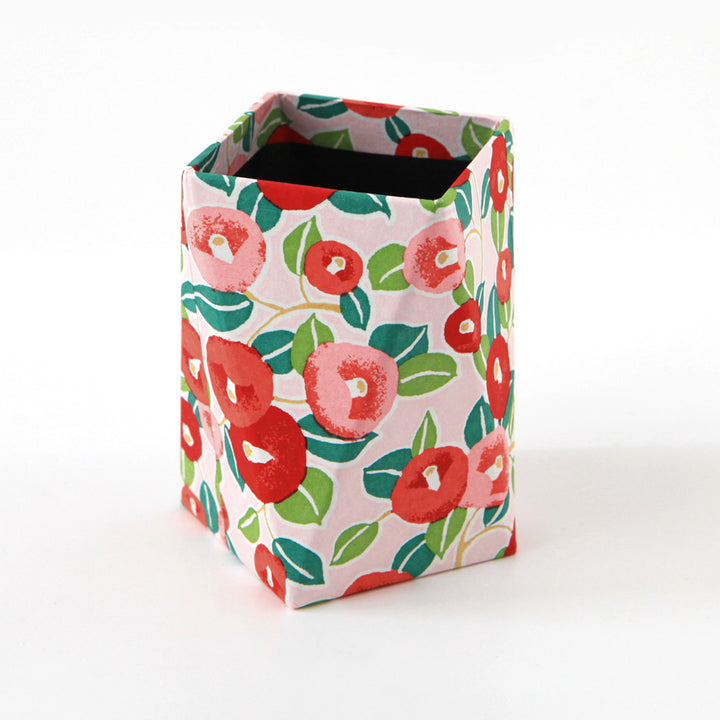Papier Japonais - Camélias - Rouge, Rose et Vert - M722