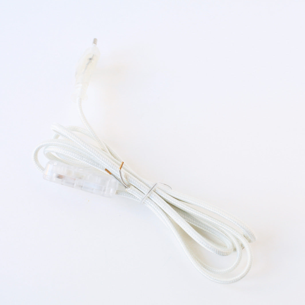 Cordon Électrique textile avec prise et interrupteur - Blanc