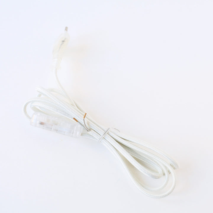 Cordon Électrique textile avec prise et interrupteur - Blanc