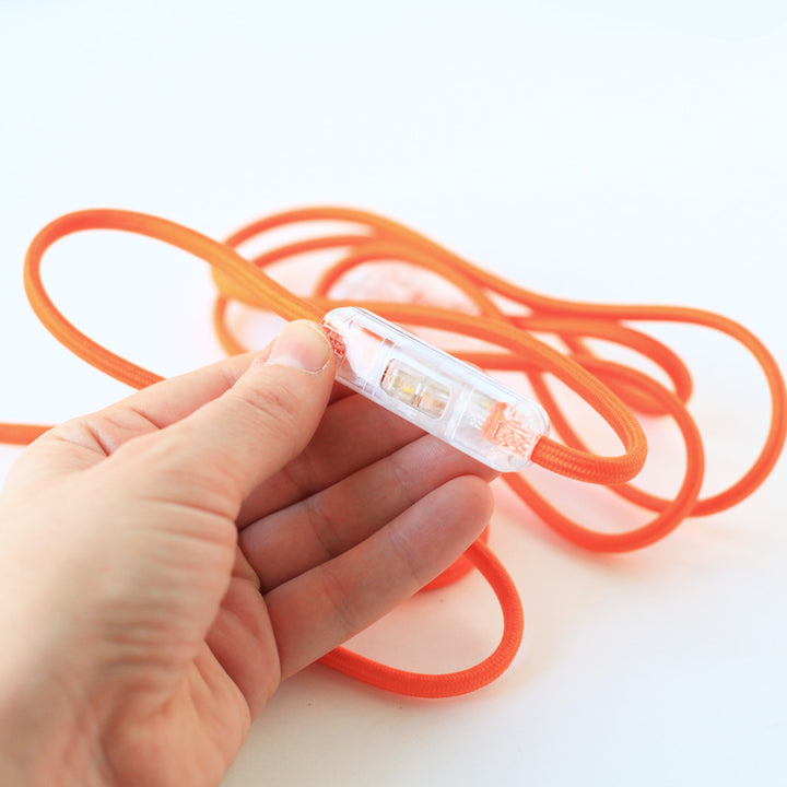Cordon Électrique textile avec prise et interrupteur - Orange
