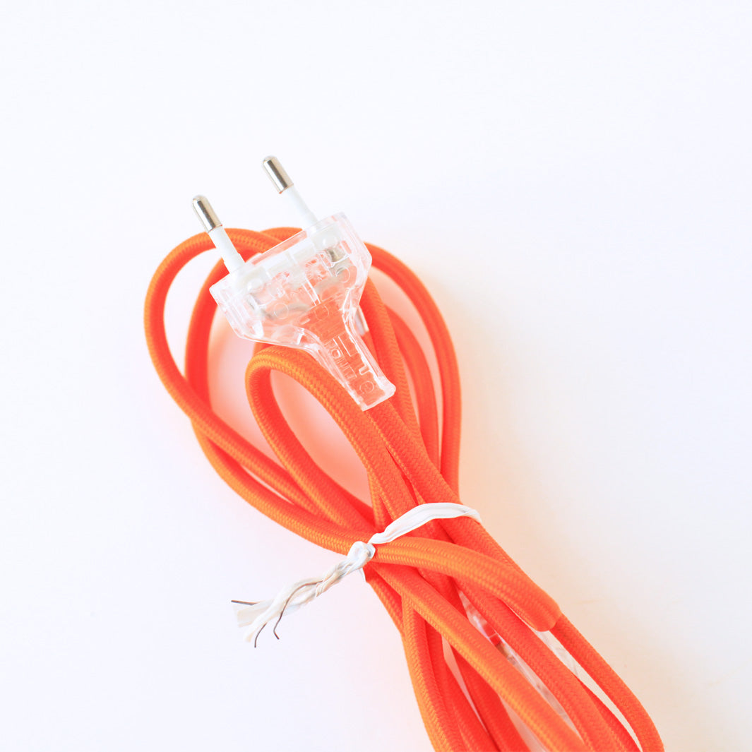 Cordon Électrique textile avec prise et interrupteur - Orange