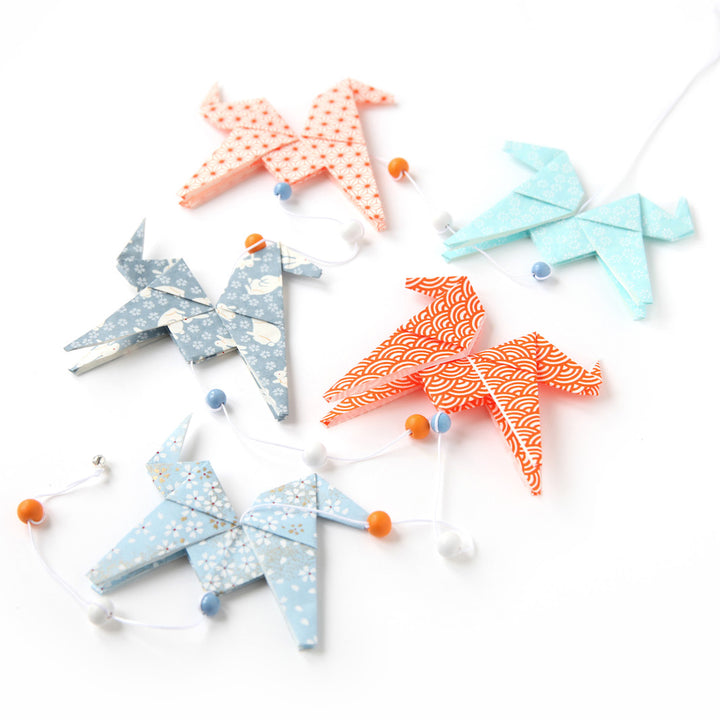 Guirlande de Chevaux en Origami - Bleu et Orange - CH6