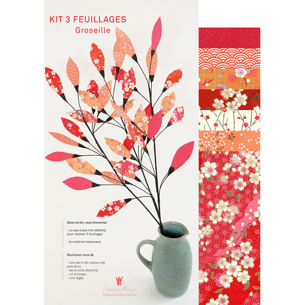 Kit 3 Feuillages - Rouge, Rose et Orange - Groseille