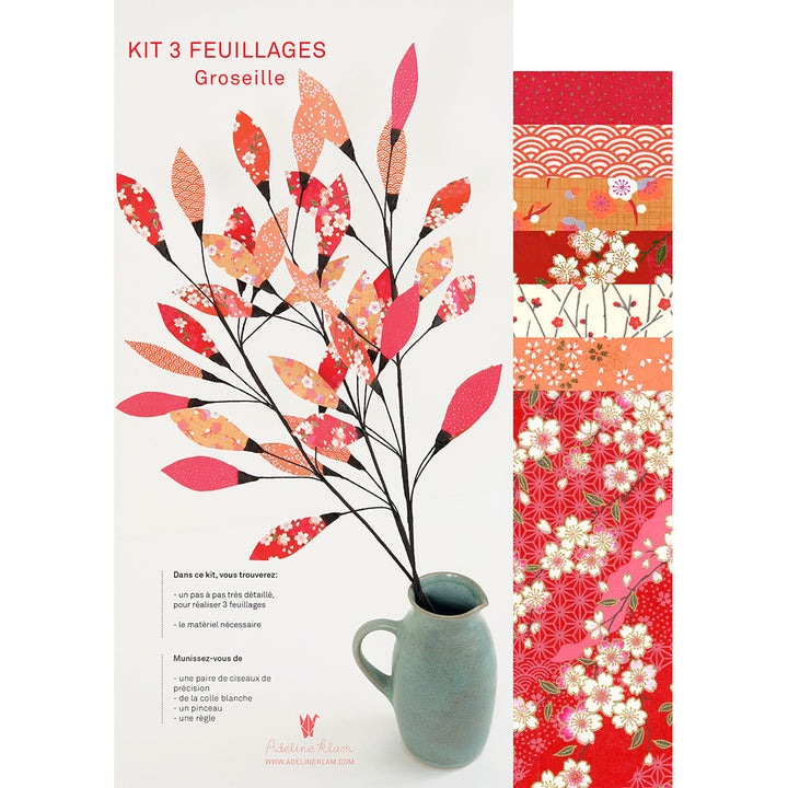 Kit 3 Feuillages - Rouge, Rose et Orange - Groseille