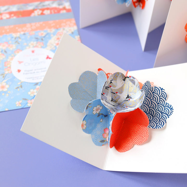 Kit Cartes Pop-Up - Bleu Gris, Rouge Orangé et Corail - Mont Kita - T5