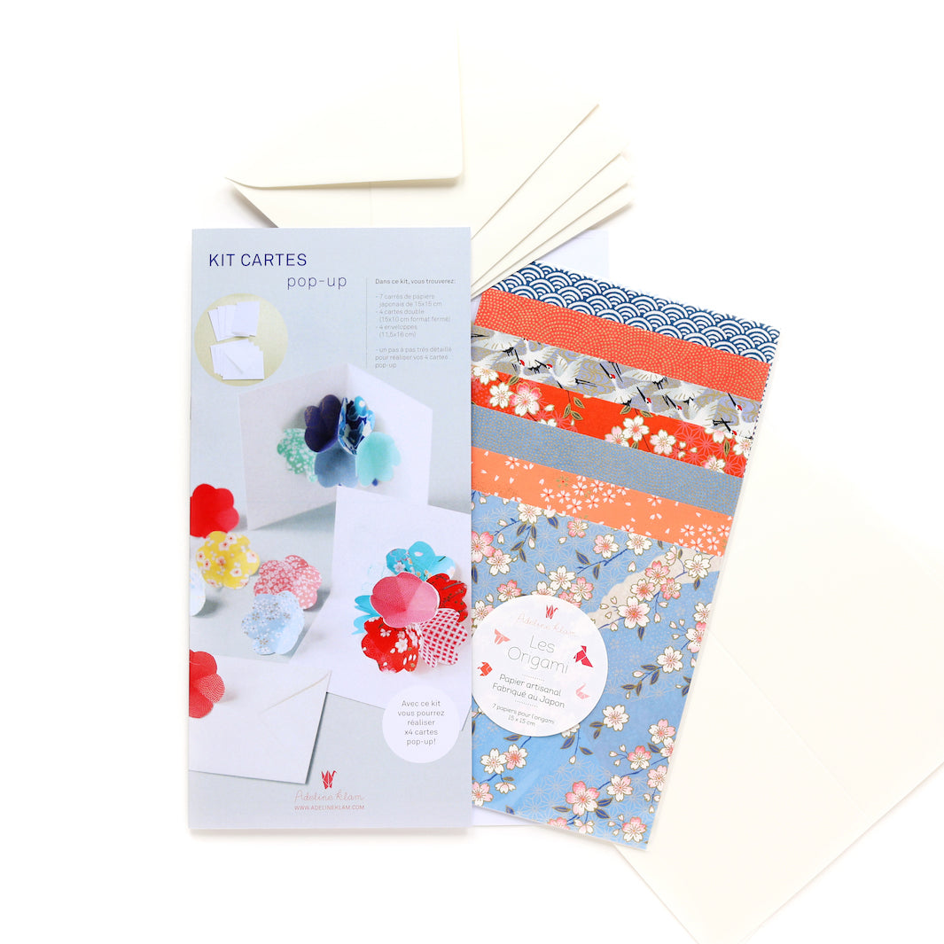 Kit Cartes Pop-Up - Bleu Gris, Rouge Orangé et Corail - Mont Kita - T5
