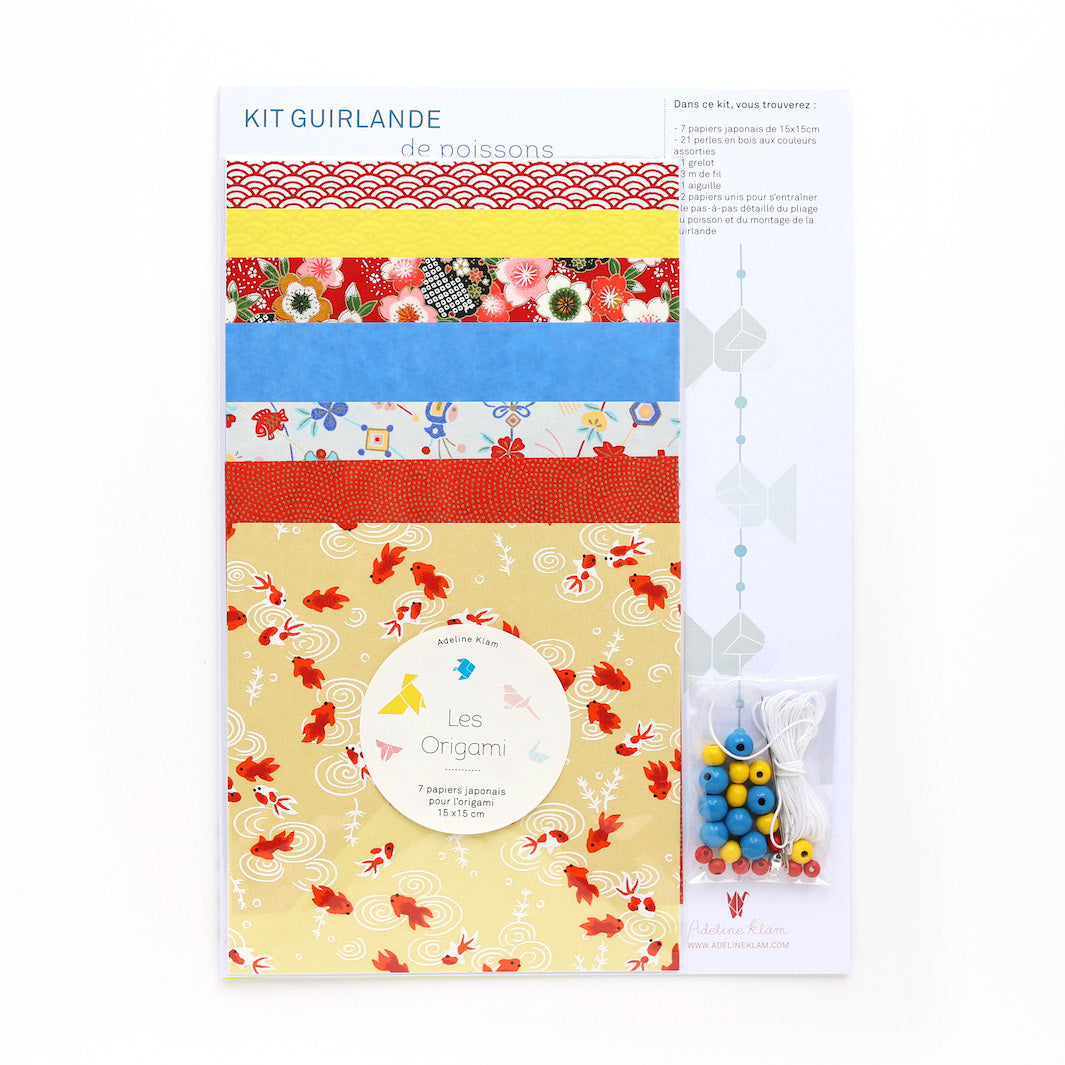 Kit Guirlande de Poissons en origami - Jaune, Rouge et Bleu - Circus - A5