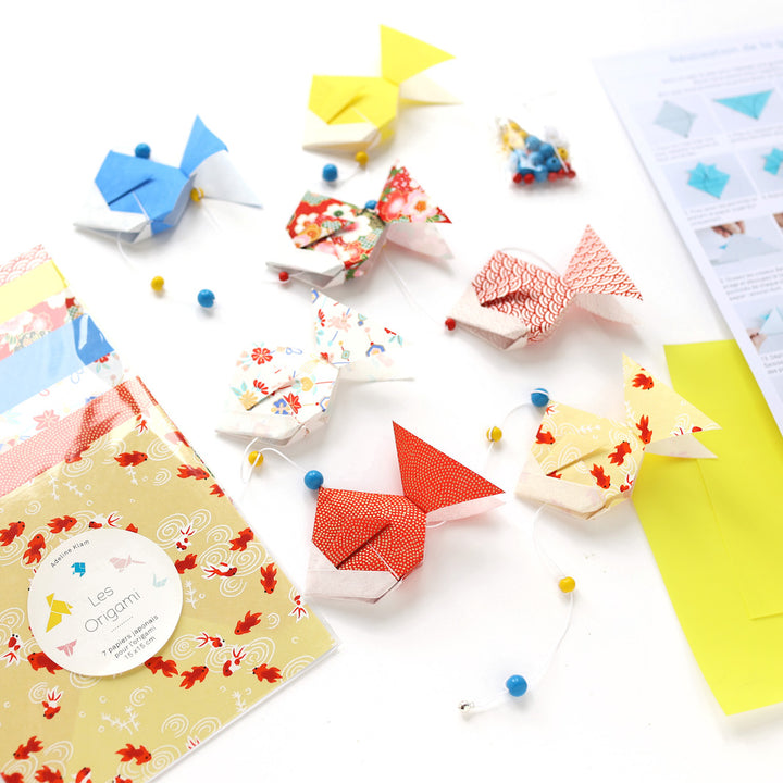Kit Guirlande de Poissons en origami - Jaune, Rouge et Bleu - Circus - A5
