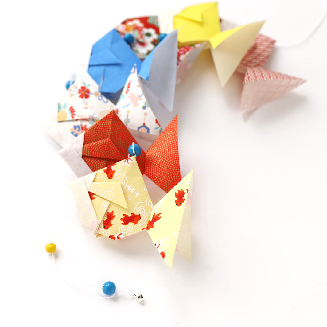 Kit Guirlande de Poissons en origami - Jaune, Rouge et Bleu - Circus - A5