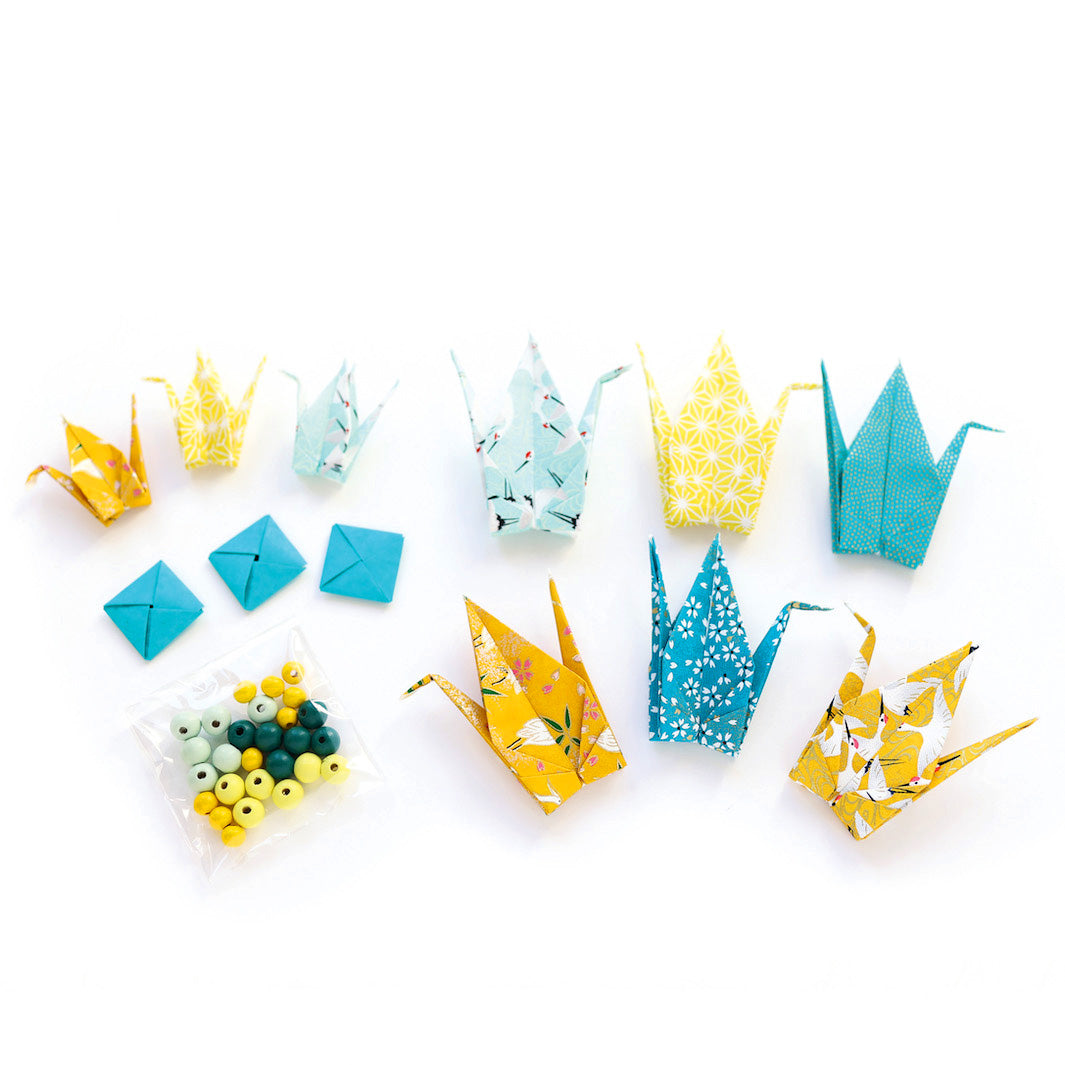 Kit Mobile de Grues - Jaune Moutarde, Vert d'Eau et Bleu Canard - Mimosa