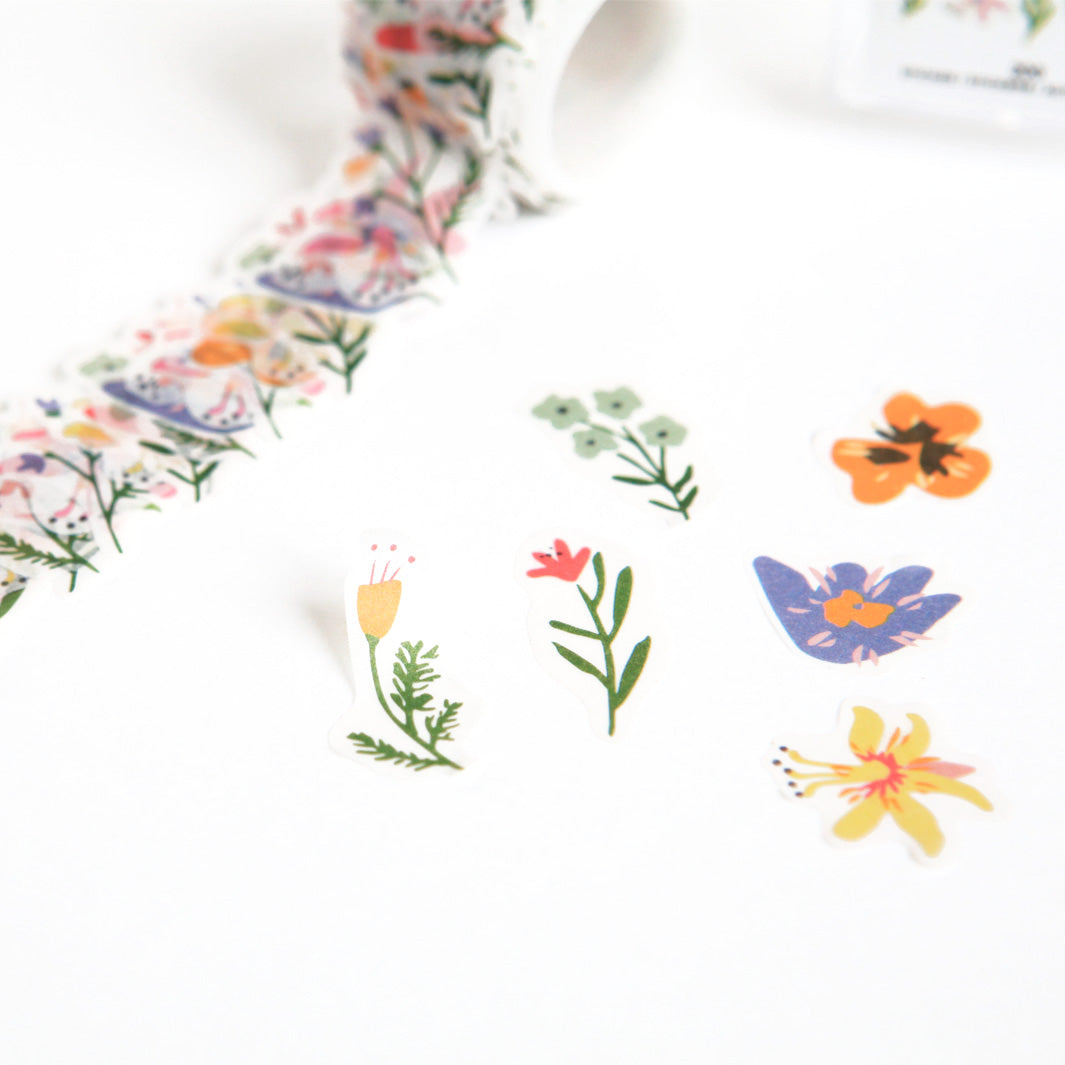Rouleau de 200 Stickers - Fleurs - Multicolore