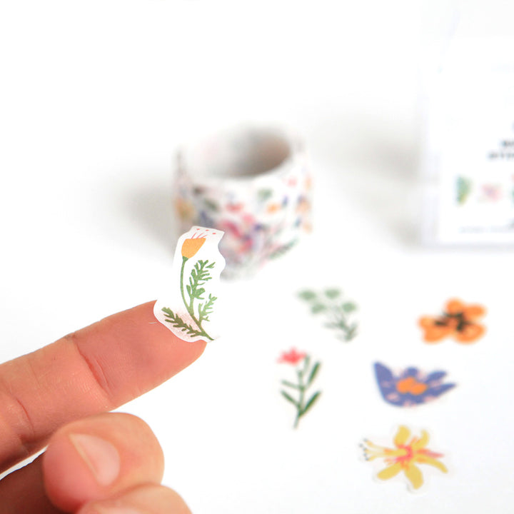 Rouleau de 200 Stickers - Fleurs - Multicolore