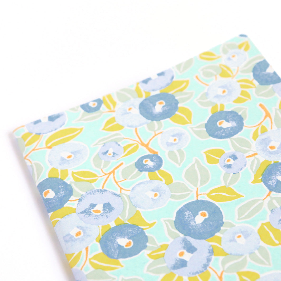 Carnet Papier Japonais - Camélias - Vert d'eau et Anis, Bleu et Lavande - M806