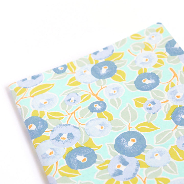 Carnet Papier Japonais - Camélias - Vert d'eau et Anis, Bleu et Lavande - M806