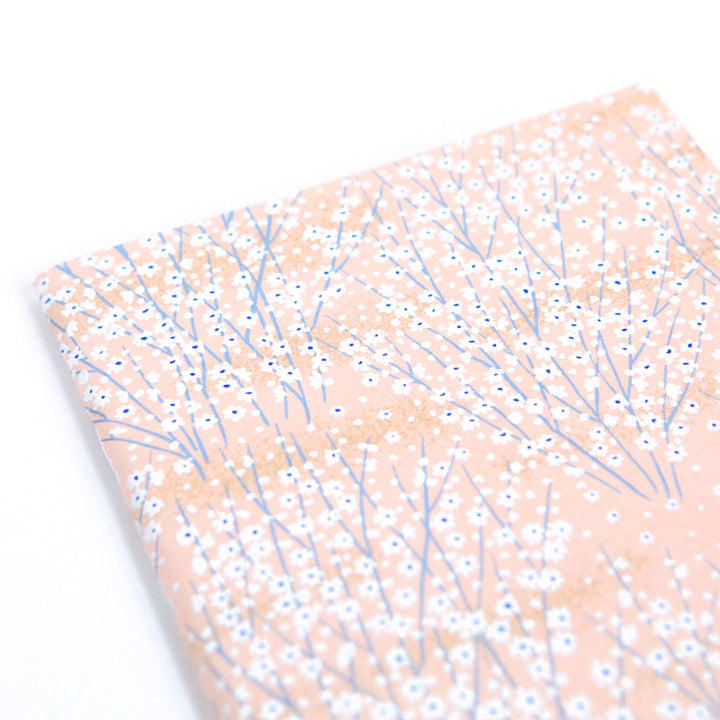 Carnet Papier Japonais - Champs de Fleurs - Saumon Clair - M811
