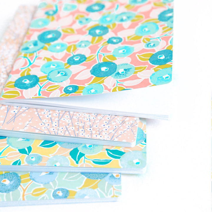 Carnet Papier Japonais - Champs de Fleurs - Saumon Clair - M811