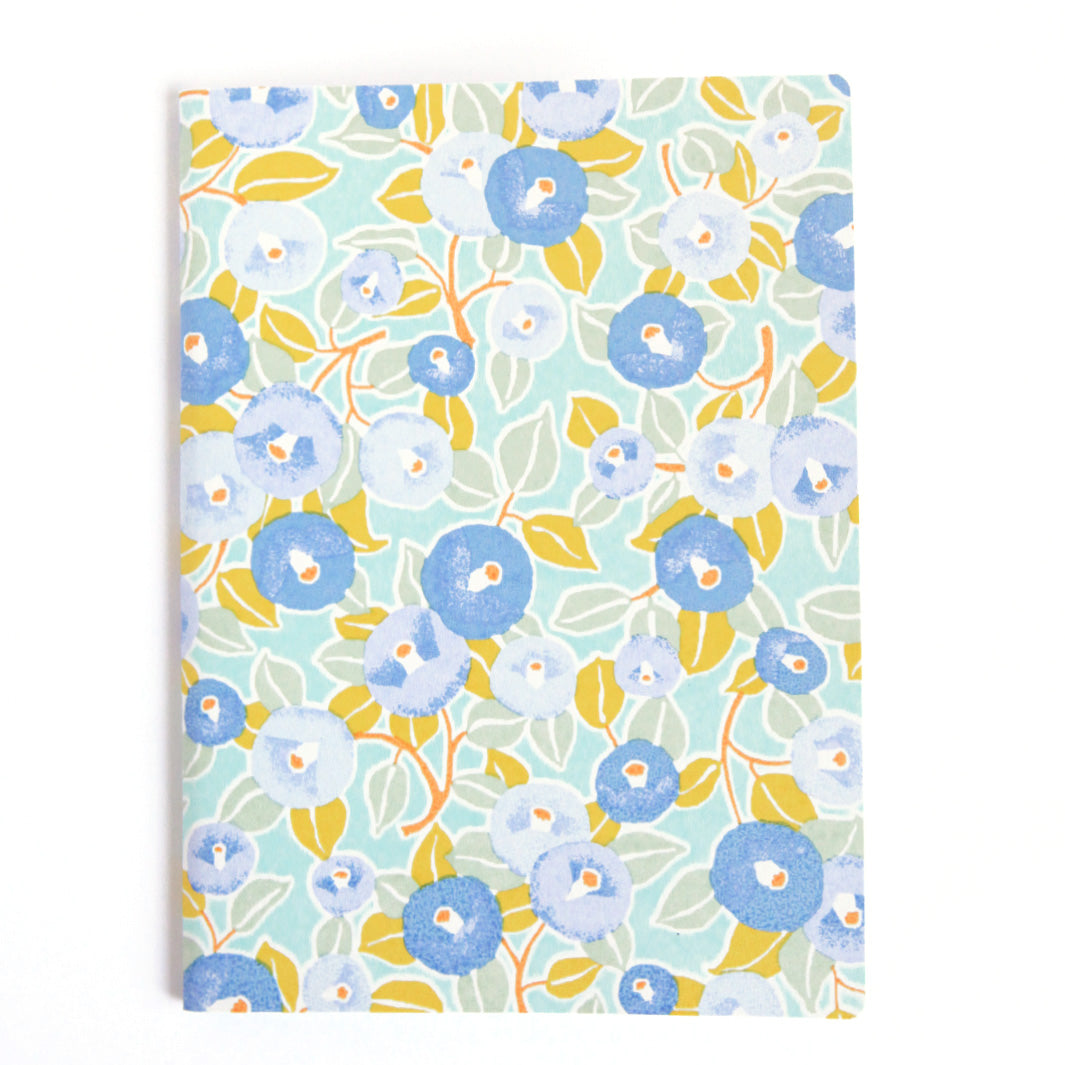 Carnet Papier Japonais - Camélias - Vert d'eau et Anis, Bleu et Lavande - M806