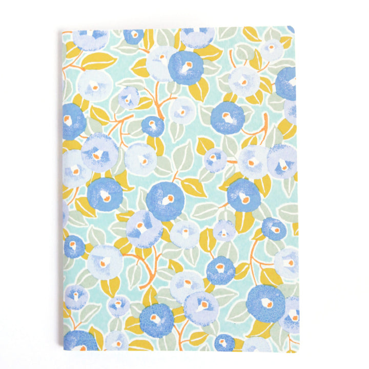 Carnet Papier Japonais - Camélias - Vert d'eau et Anis, Bleu et Lavande - M806