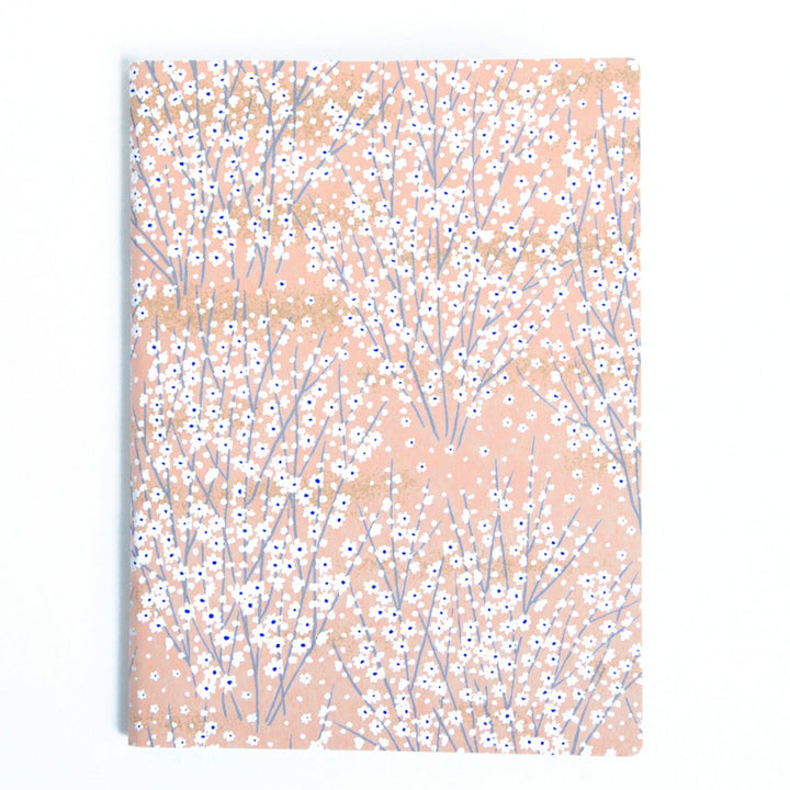 Carnet Papier Japonais - Champs de Fleurs - Saumon Clair - M811
