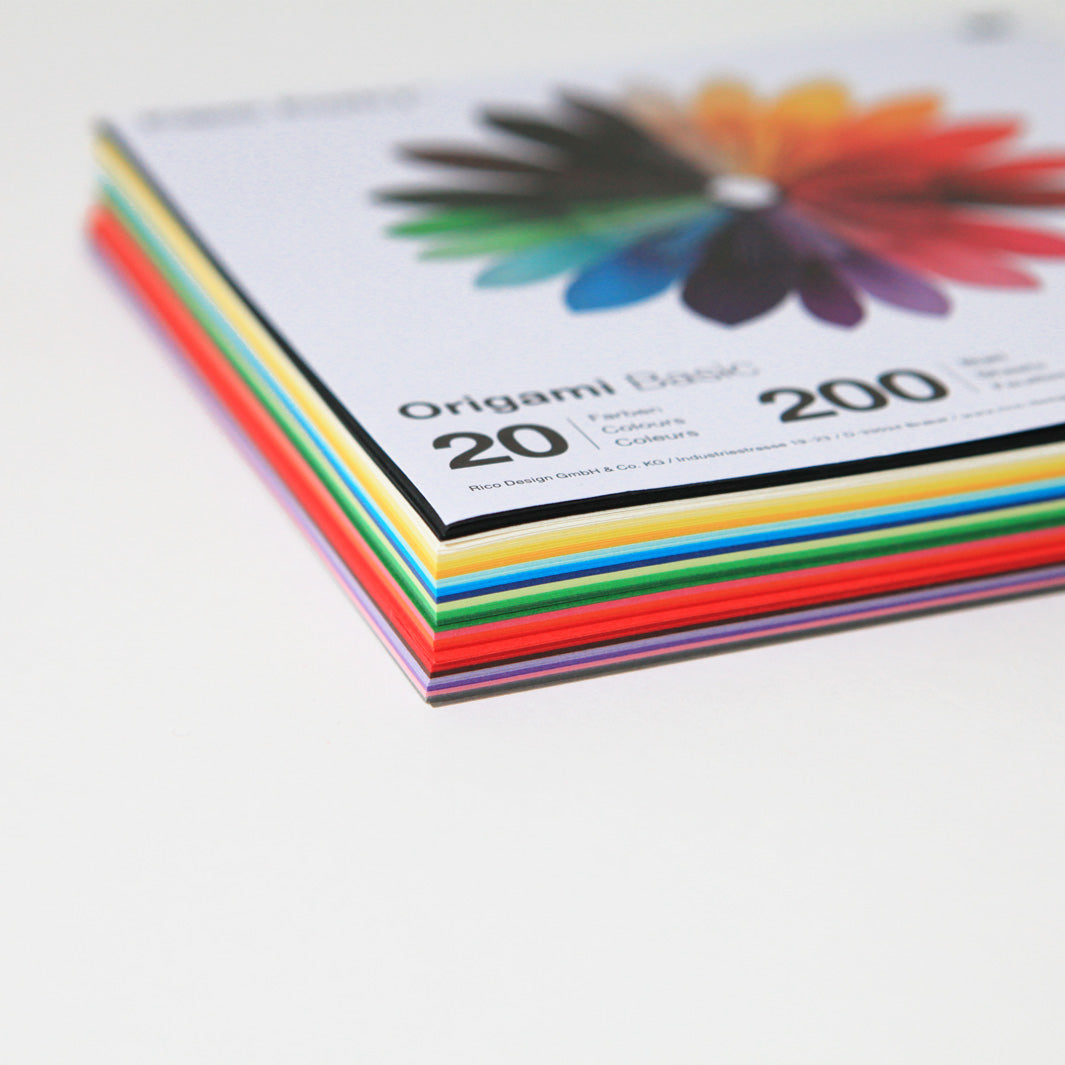 200 Papiers Origami Unis - 10 x 10 cm - 20 couleurs basiques