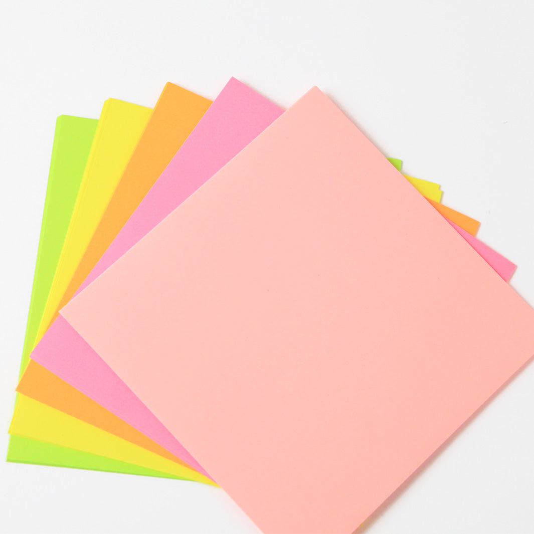50 Papiers Origami Unis - 15 x 15 cm - 5 couleurs fluo