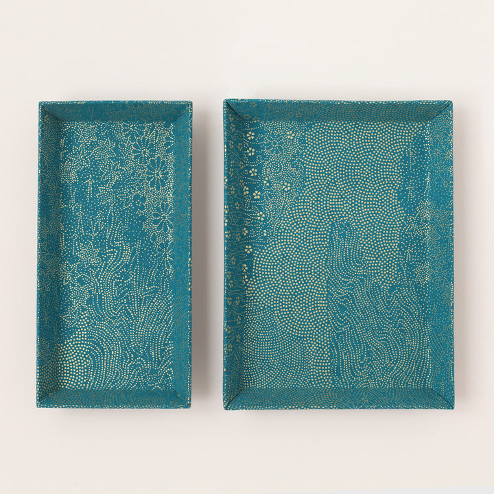 Petit & Grand vide-poches - Paysage points Or - Bleu Canard - M627