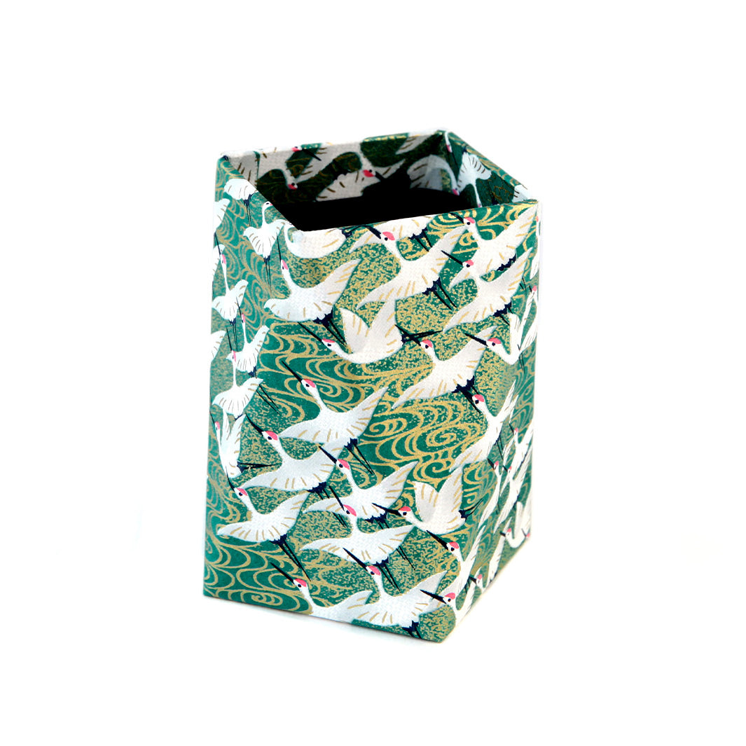 Pot à Crayons Prisme - Envolée de Grues - Vert - M931