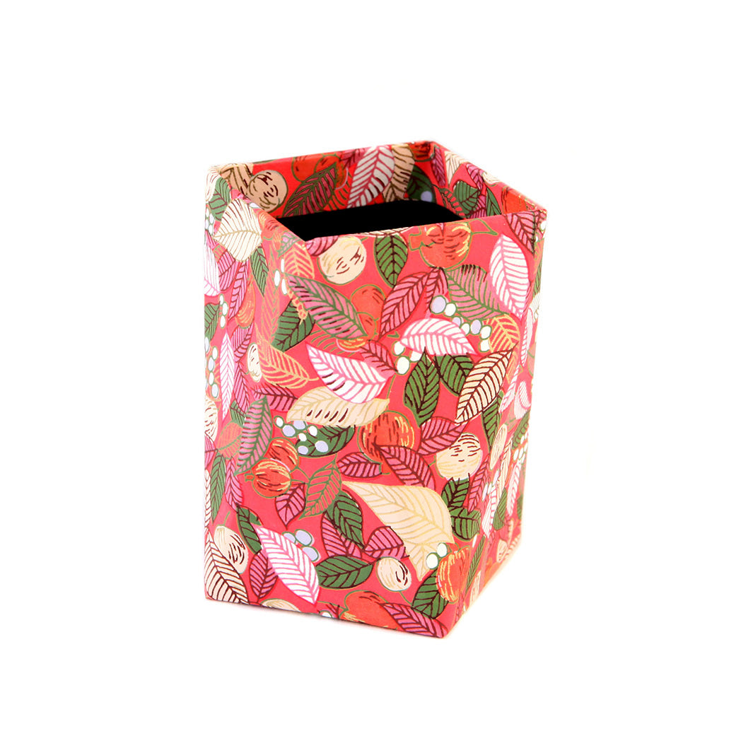 Pot à Crayons Prisme - Feuilles, Baies et Fruits - Rouge, Vert et Lie de Vin - M934