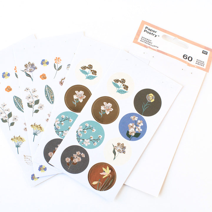 4 Planches de 60 stickers - Fleurs Chics