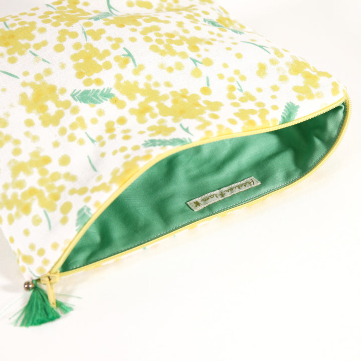Trousse avec fond en tissus japonais - Mimosa - Jaune et Vert