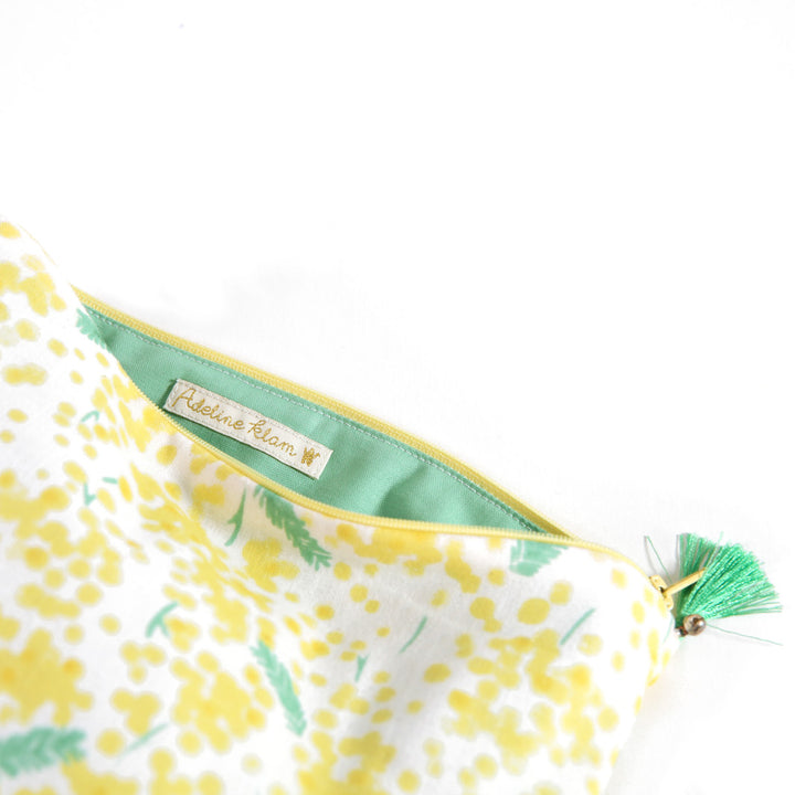 Trousse avec fond en tissus japonais - Mimosa - Jaune et Vert