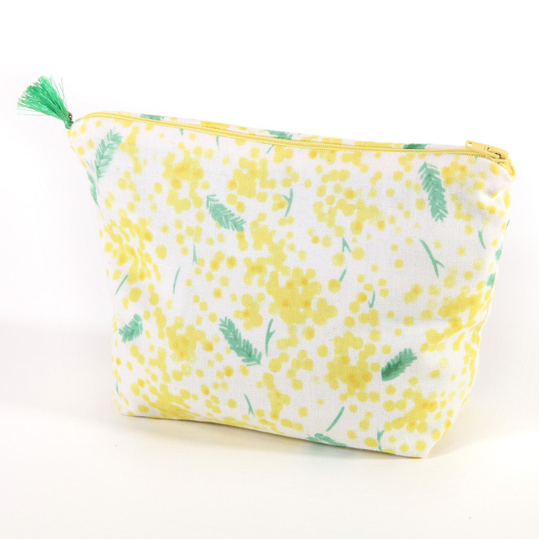 Trousse avec fond en tissus japonais - Mimosa - Jaune et Vert