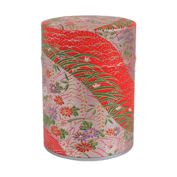 Boîte à thé - Dunes et fleurs- Rouge et nacré - M745