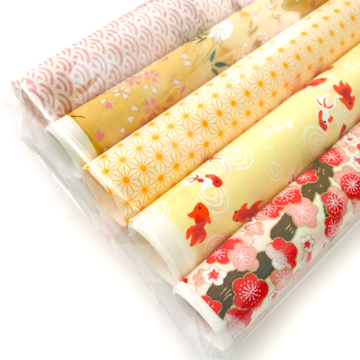Lot de 5 rouleaux de papiers japonais - Jaune