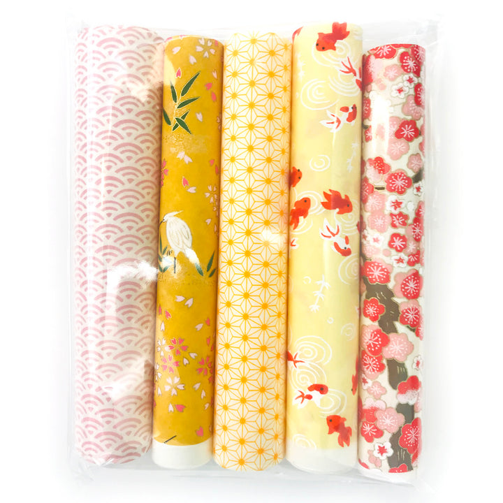 Lot de 5 rouleaux de papiers japonais - Jaune