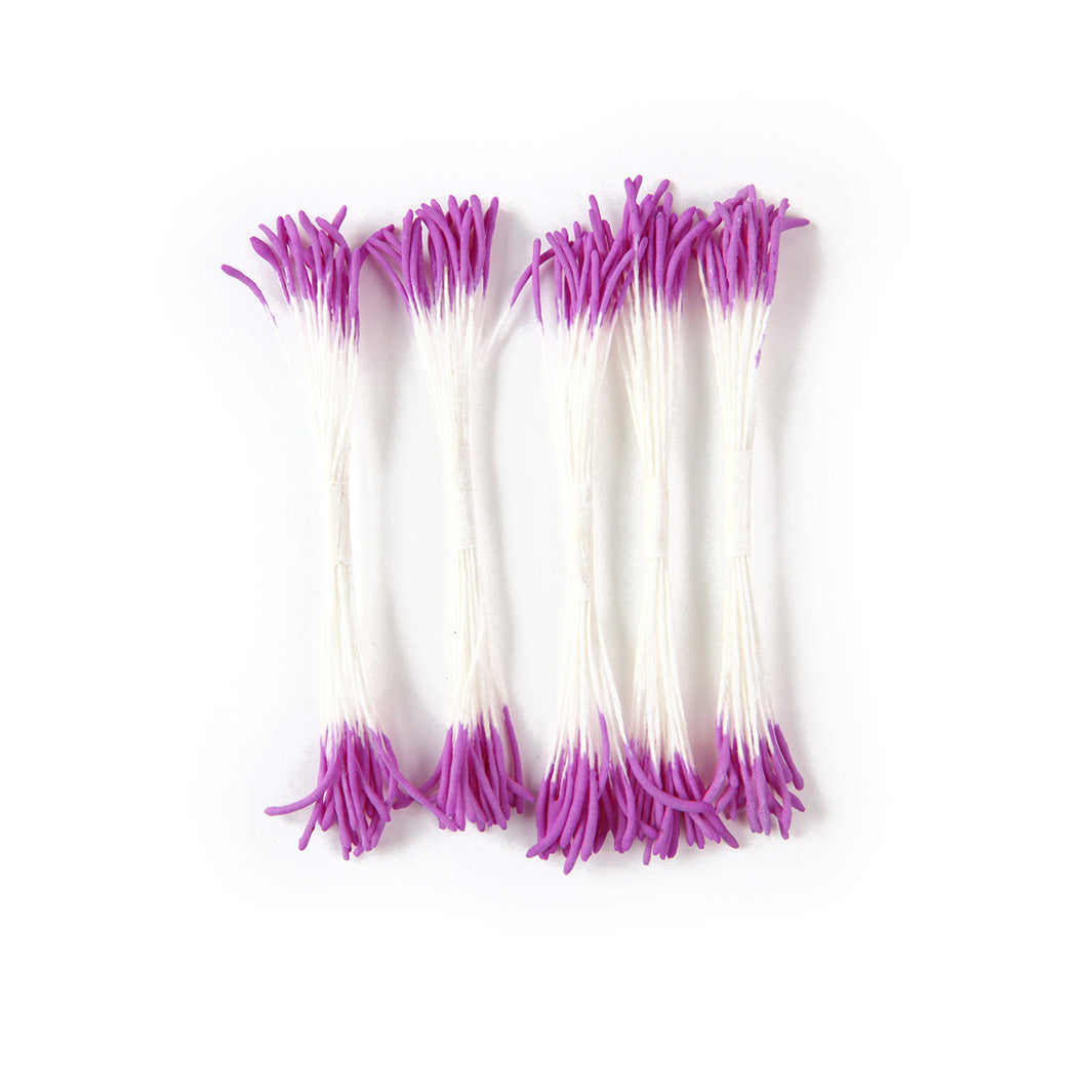 Lot de 5 fagots de pistils de fleurs - Blanc & Pointes Longues Mauves - 601