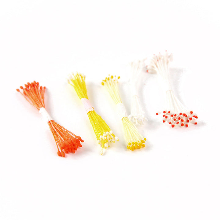 Lot de 5 fagots de pistils de fleurs - Blanc, Jaune & Orange - 604