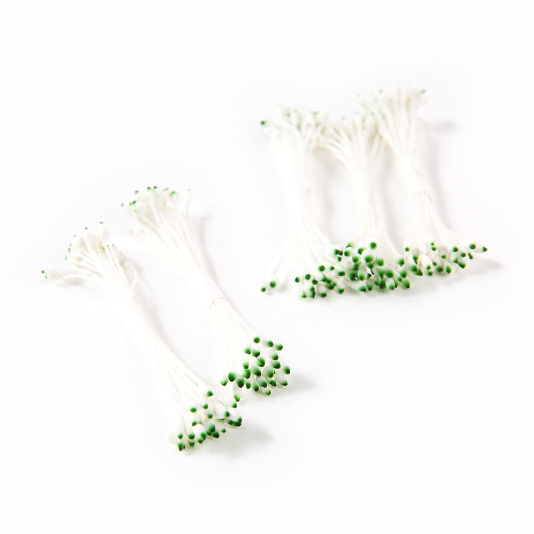 Lot de 5 fagots de pistils de fleurs - Blanc & Pointes Vertes Foncées - 171