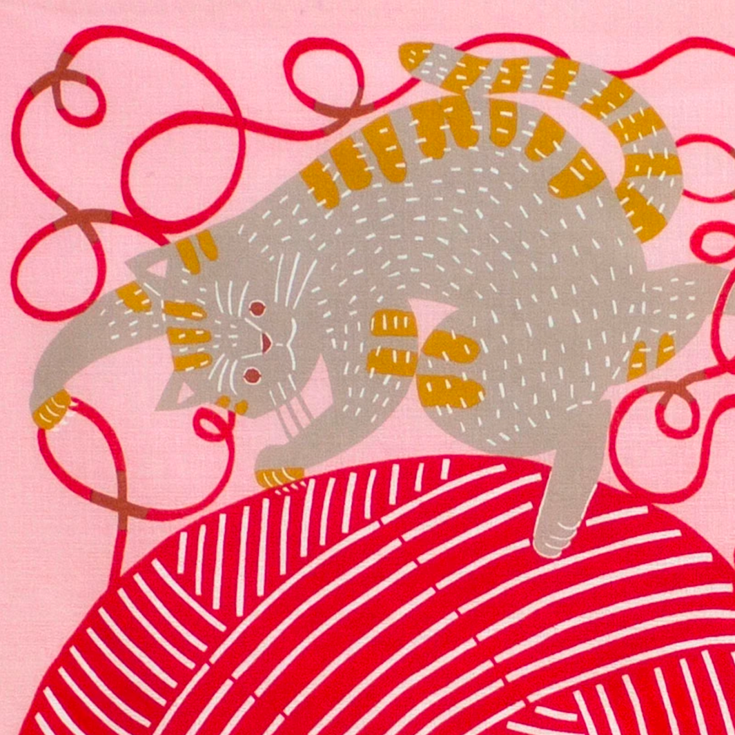 Furoshiki - Chats & Pelotes - Rose - Kata Kata - 50x50cm
