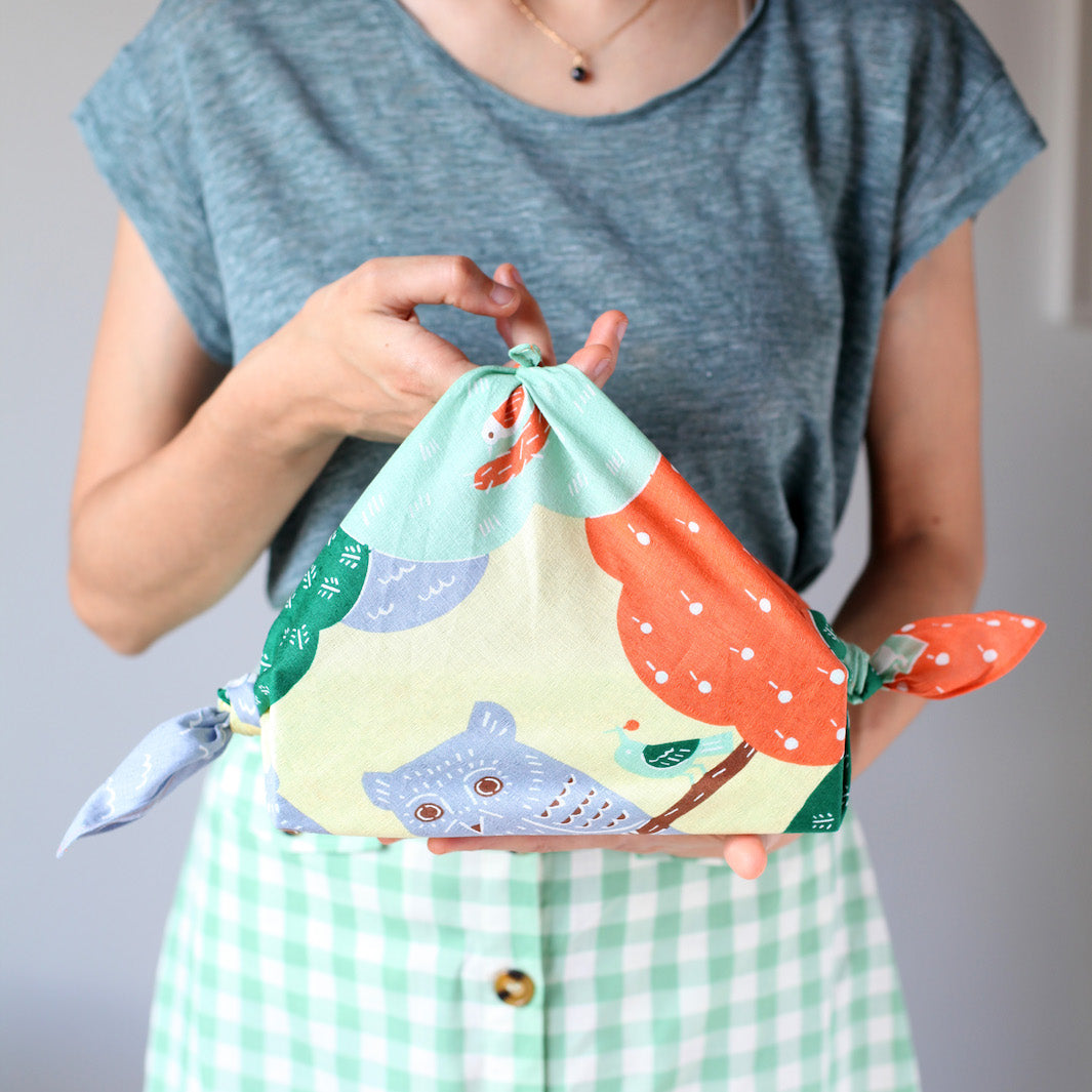 Furoshiki - Chouettes - Vert - Kata Kata - 50x50cm