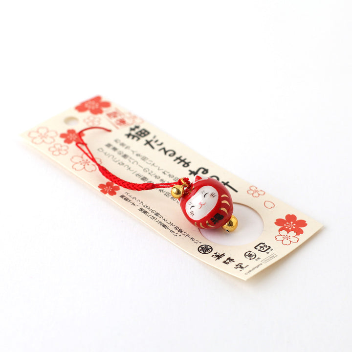 Grigri à suspendre - Chat Daruma - Rouge