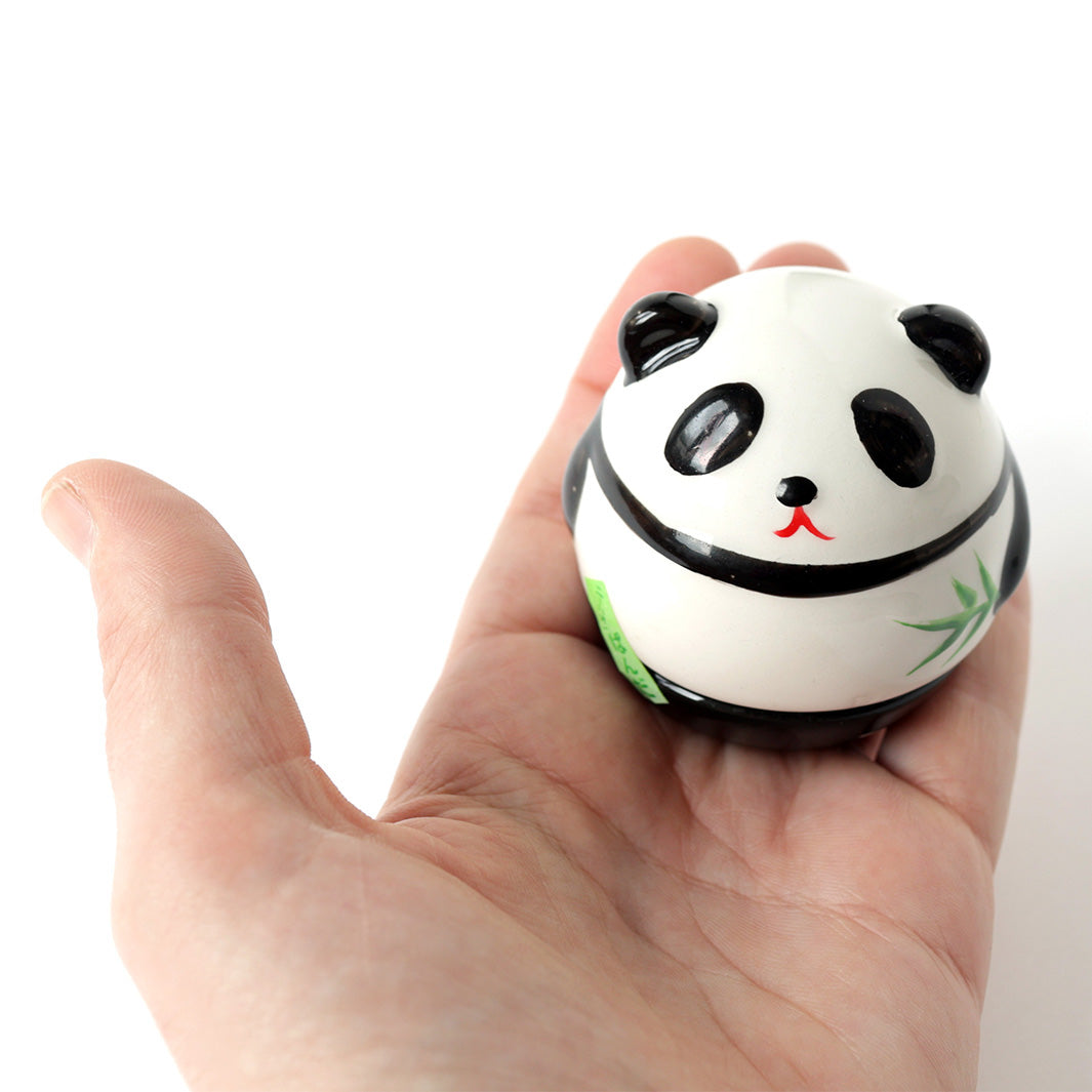Gros Culbuto Japonais en Céramique - Panda - Noir et Blanc