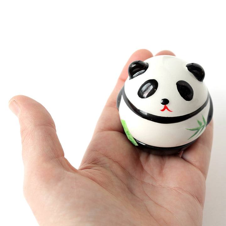 Gros Culbuto Japonais en Céramique - Panda - Noir et Blanc