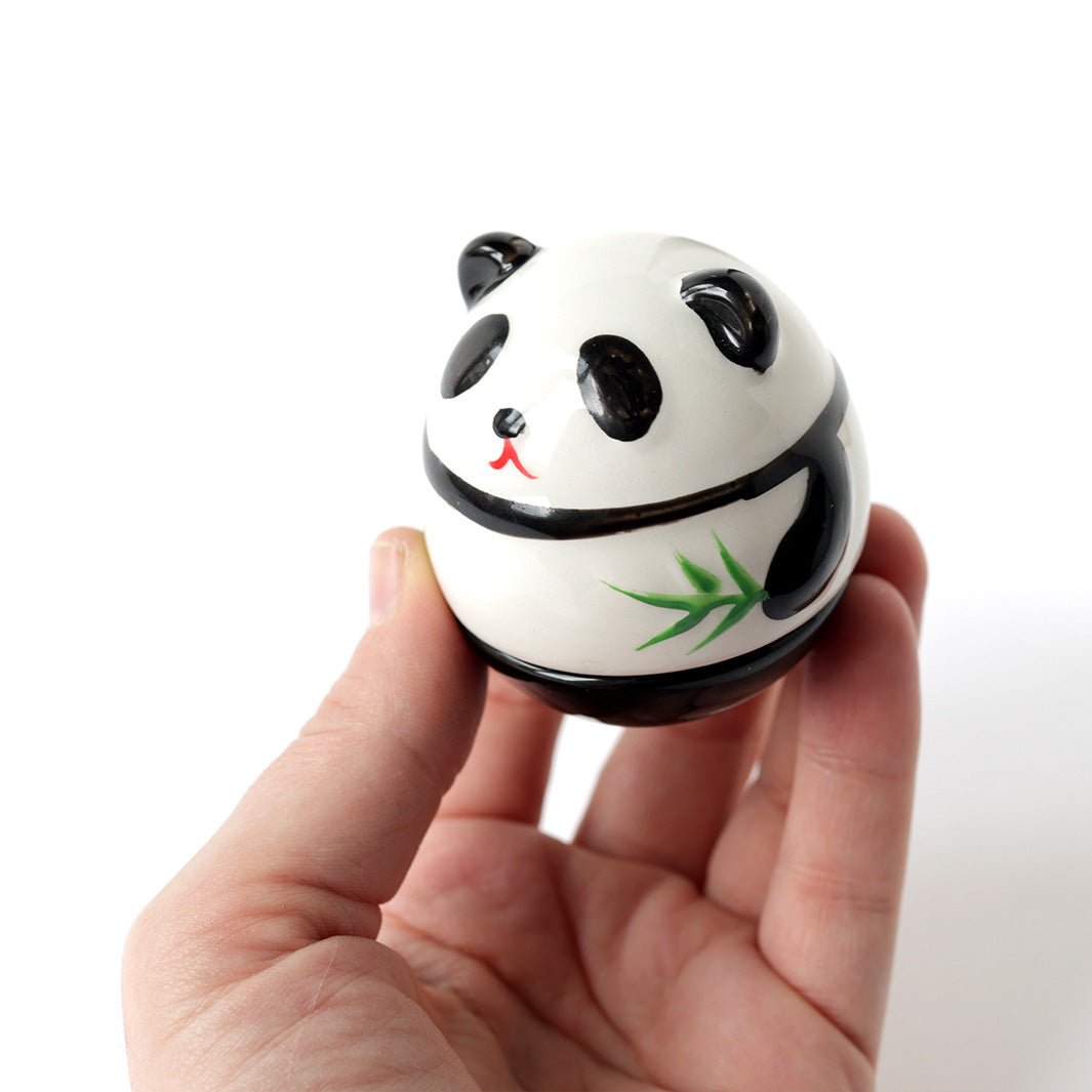Gros Culbuto Japonais en Céramique - Panda - Noir et Blanc