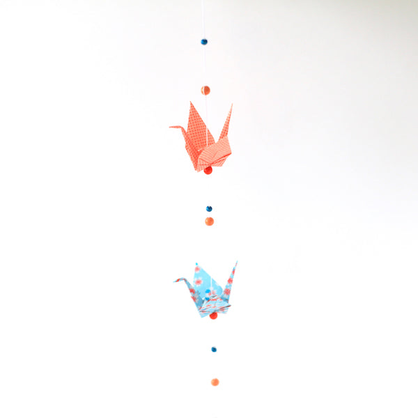 Kit Guirlande de Grues en origami - Bleu Orange - T