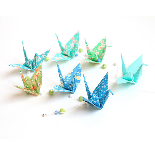Kit Guirlande de Grues en origami - Rétro Bleu - Z2