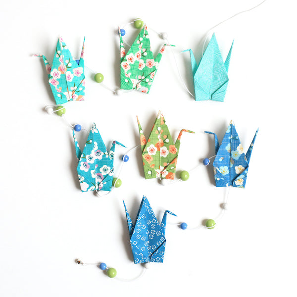Kit Guirlande de Grues en origami - Rétro Bleu - Z2