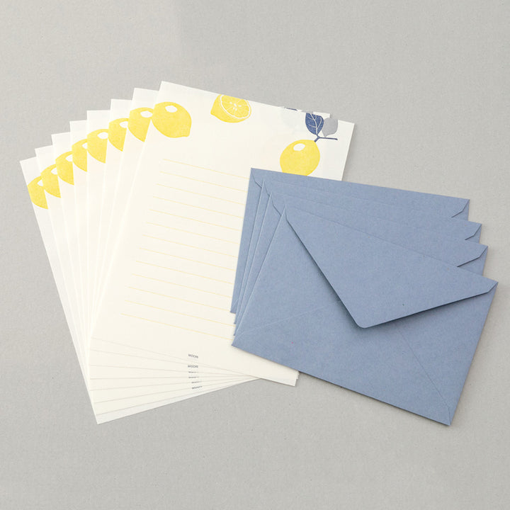 Set de 8 Papiers à Lettres et 4 Enveloppes - LetterPress - Citrons